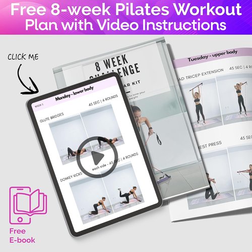 Pilates Bar Kit with Resistance Bands (20, 30, 40, 50 LB) – Adjustable Pilates Bar Kit for Women – Full Body Home Workout Kit with 8 Week Video Plan – Portable & Multifunctional Design