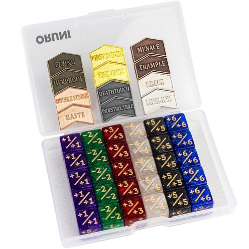 42 Pieces MTG Dice Counters 12mm Abilities Keywords Reversible Metal Tokens Counter Dice Set for MTG TCG Magic Card Games Accessories