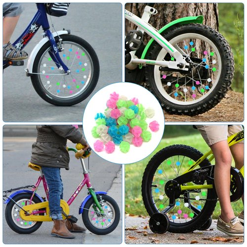 ZooviHyvi 144 Pieces Bike Spoke Beads Glow in The Dark, Colorful Plastic Round Bike Spoke Beads for Kids Bicycle Spokes Accessories That Make Noises (Muitl-Color)