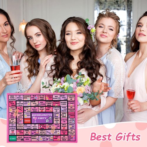 Fofeadm Bachelorette Party Drinking Games for Adults, Rubber Mat Drinking Board Game, Funny Party Interactive Drinking Games for Girls Night, Bachelorette Party, Age 21+, 2-8 Players