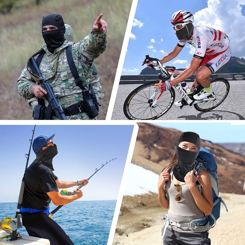 Cooling UV Balaclava Face Mask for Summer - Ice Silk Breathable Balaclava 98% UV Protection (2black)