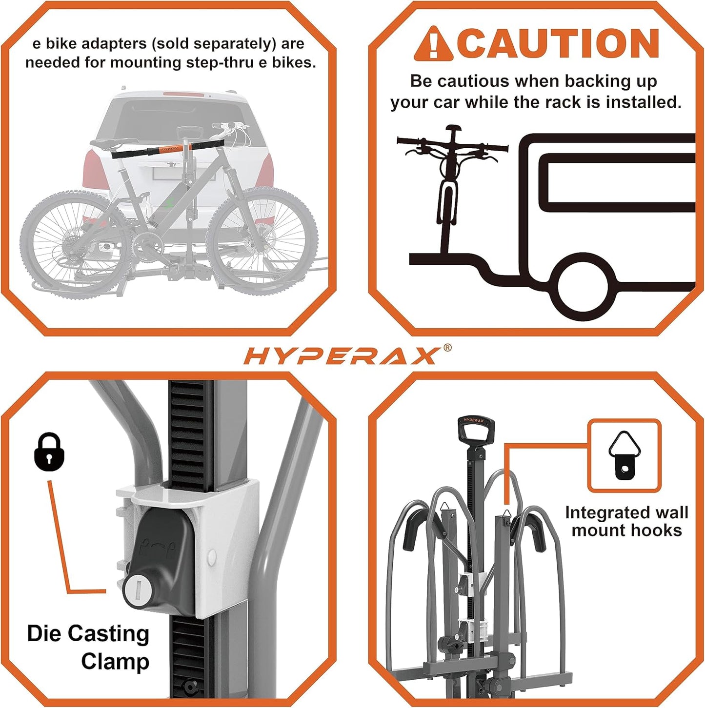 HYPERAX Volt 2 - E Bike Hitch Mounted Platform Style 2 Bikes Carrier for Car, SUV, Trucks, Sedan, Tilting e-Bike Rack for Hitch Fits Up to 2 X 70 lbs Bike with Up to 5" TIRE - NO RV USE!