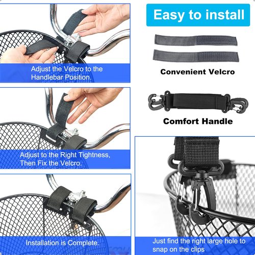 Adult Bike Basket Front, Bicycle Basket for Women, Waterproof Metal Wire Bicycle Basket with Carrying Handle, Suitable for Most Adult Bicycles, Practical Bike Accessories