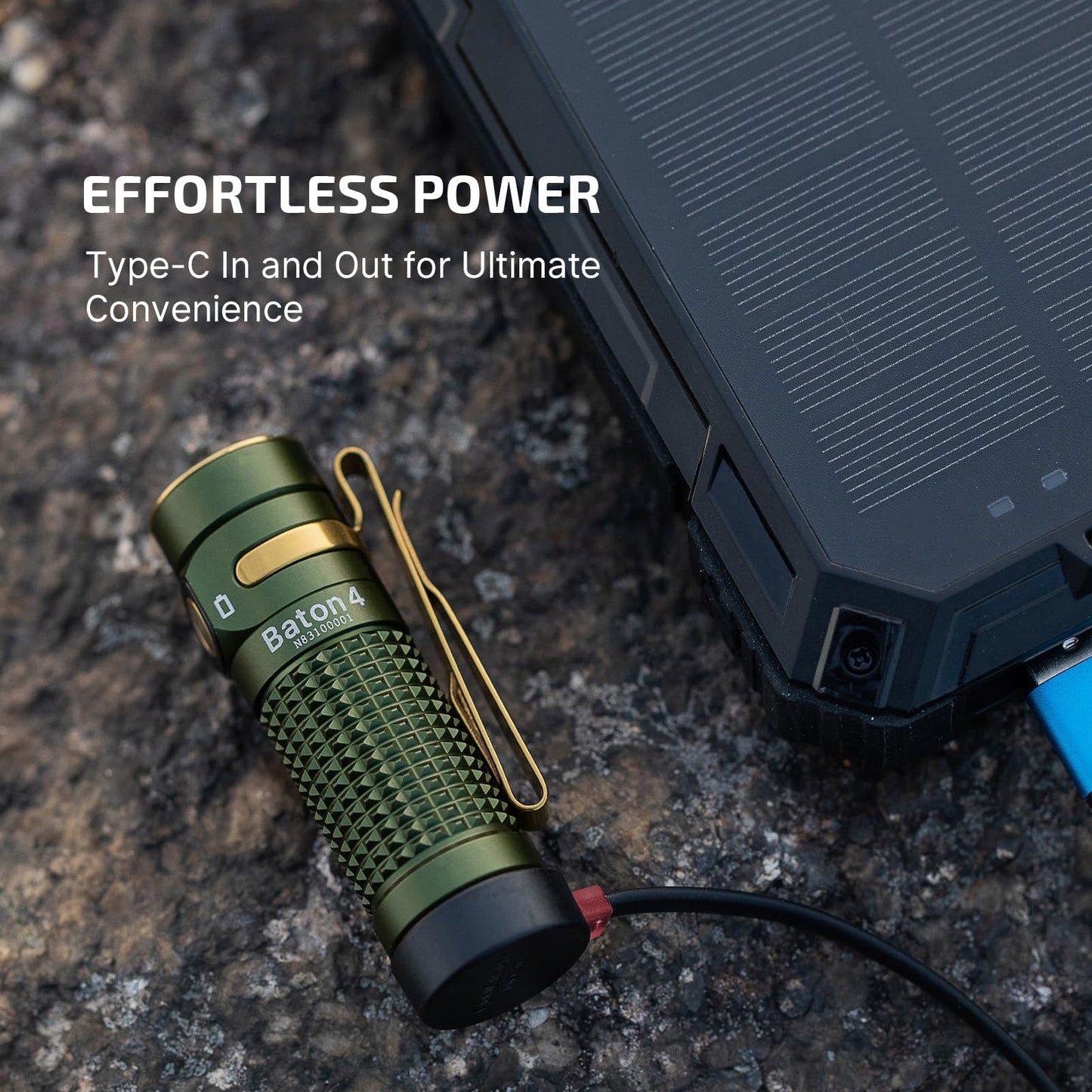 OLIGHT Baton4 Rechargeable EDC Flashlight, Bright Small Flashlight 1300 Lumens with MCC Charging Cable, IPX8 Waterproof, Multiple Modes Pocket Light for Home, Camping, and Emergencies (OD Green)