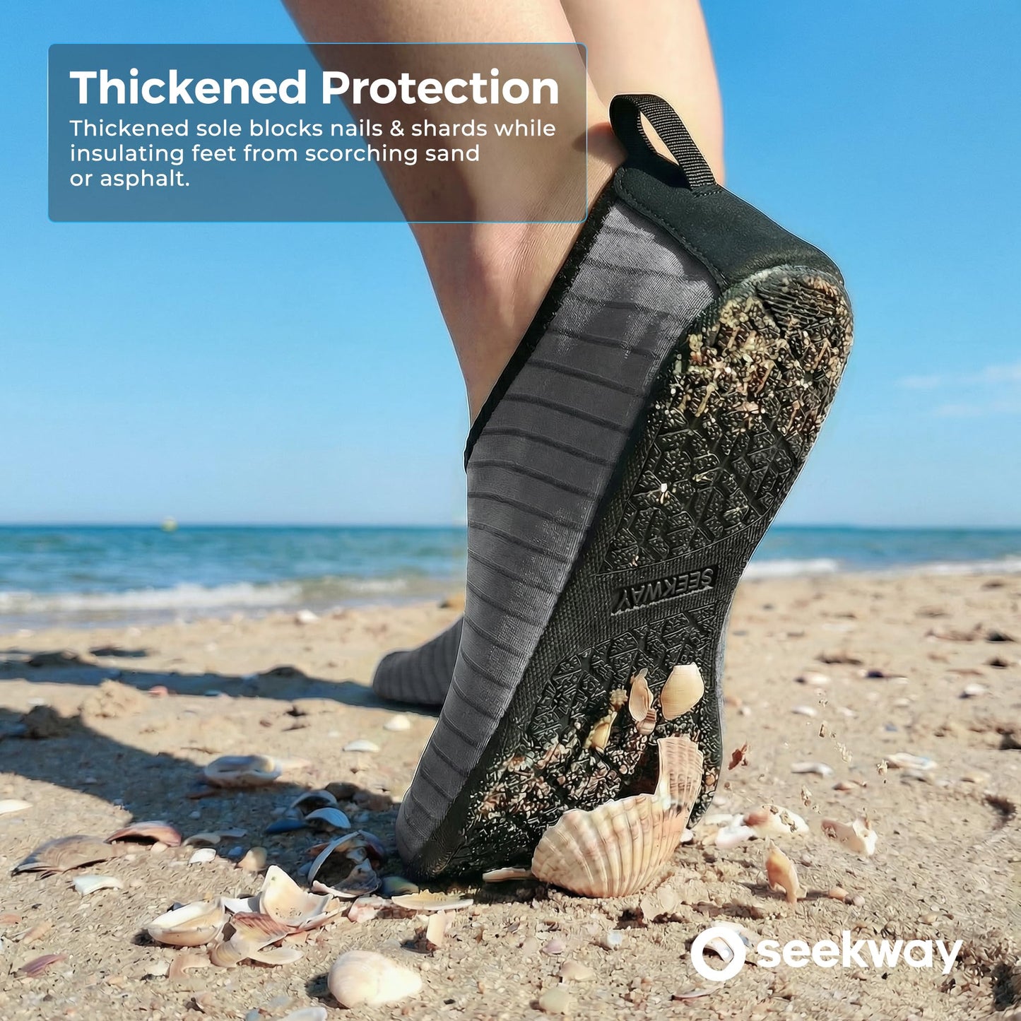 SEEKWAY Water Shoes Quick-Dry Aqua Socks Barefoot Non Slip for Beach Swim Yoga Pool Lake Surf Women Men Grey SK002(U)
