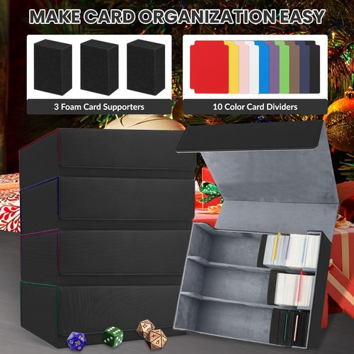 AOBOPLE 1800+ Trading Card Storage Box,MTG Deck Box with 10 Pcs Colorful Dividers & 3 Foam Supporters Commander Card Deck Case for Magic Game Cards, TCG, PTG
