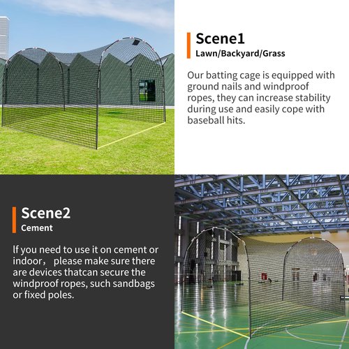 Doublehorse Baseball Batting Cage 13 X 10 X 8 FT Softball Training Batting Net for Backyard and Indoor Quick Assembly Hitting Net Cage for Practice with Portable Design