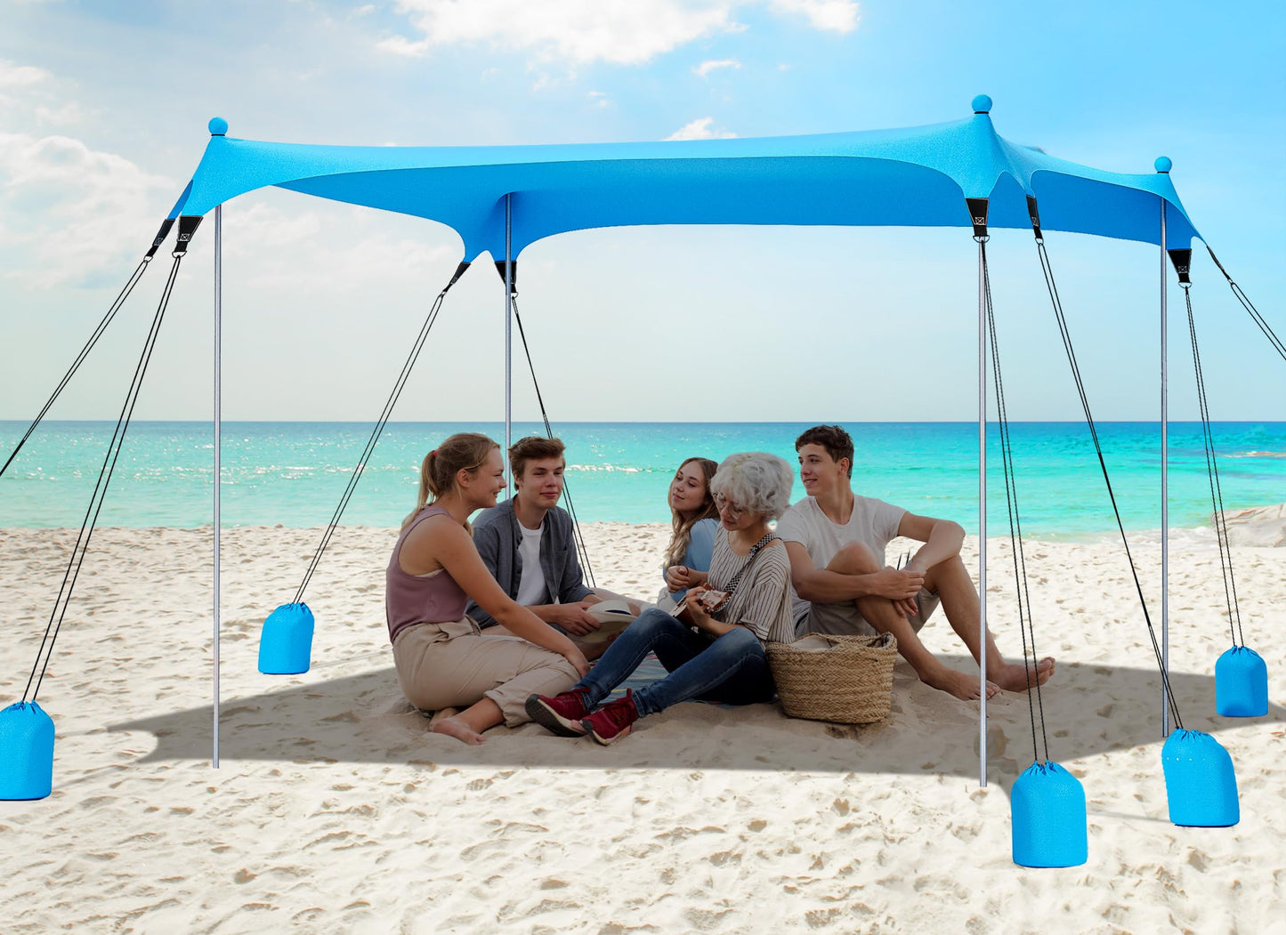 Gorich Beach Tent Sun Shelter with 8 Sandbags, UPF50+ Protection & Windproof Pop Up Beach Canopy Tent Sun Shade for Family, Travel & Camping, Easy Setup Canopy Umbrella