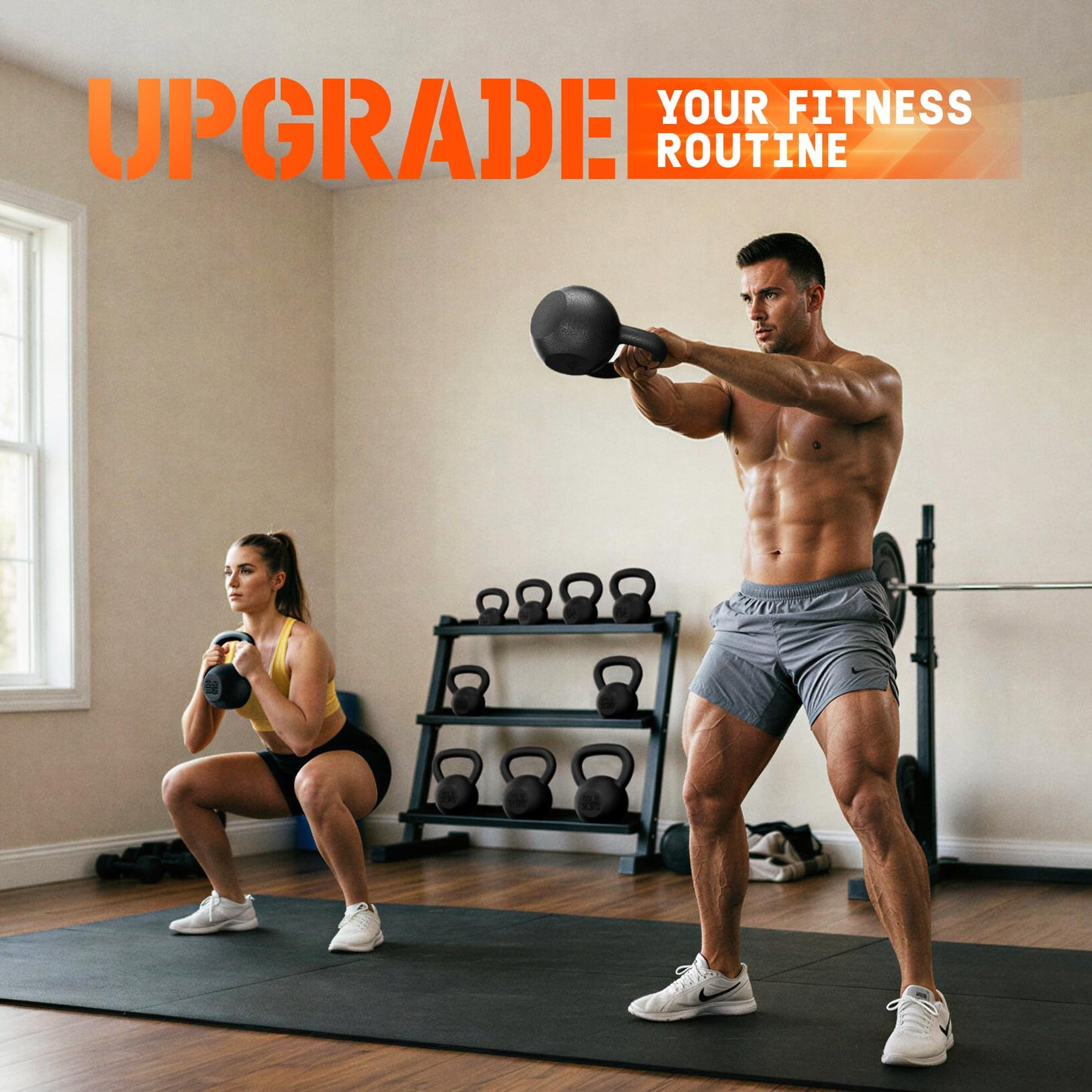 Yes4All Cast Iron Kettlebell, 5-80 Lb Built to Last One-Piece Design, Comfortable 1–2 Hand Grip for Swings, Squats, Deadlifts & Snatches, Stable Flat Base, Single & Pair - 50LB, Single