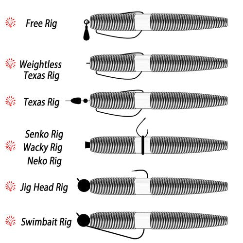 Wacky Worm Bass Lures Kit: 40PCS 5" Senko Worms with Storage Box | Slow-Sink Fishing Baits for Freshwater Saltwater