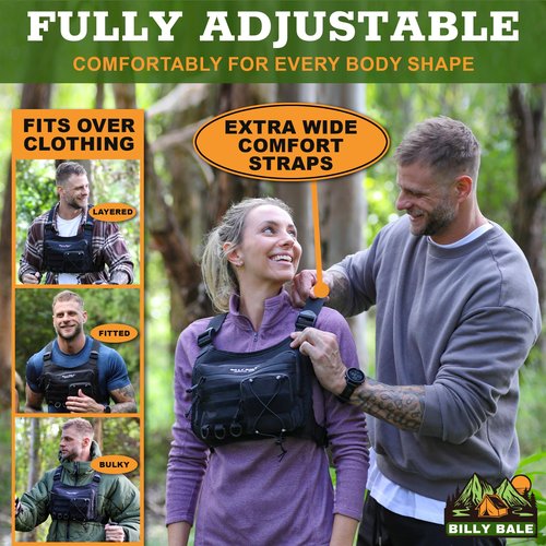Billy Bale Sports Chest Bag – Lightweight, Outdoor Water-Resistant Adjustable EDC Front Tactical Pack for Hunting, Hiking, Running, Cycling, Travel - Compact & Durable Vest For Men & Women