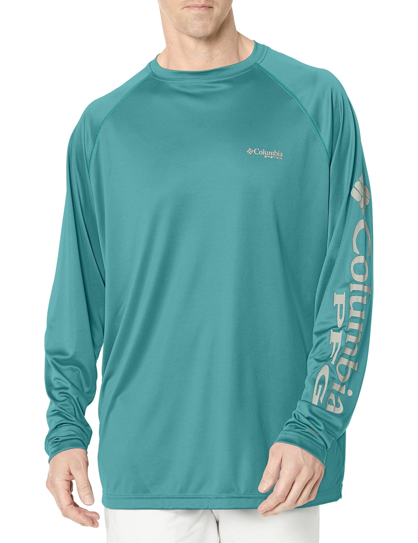 Columbia Men's Terminal Tackle Long Sleeve Shirt, Teal/Kettle Logo, Large