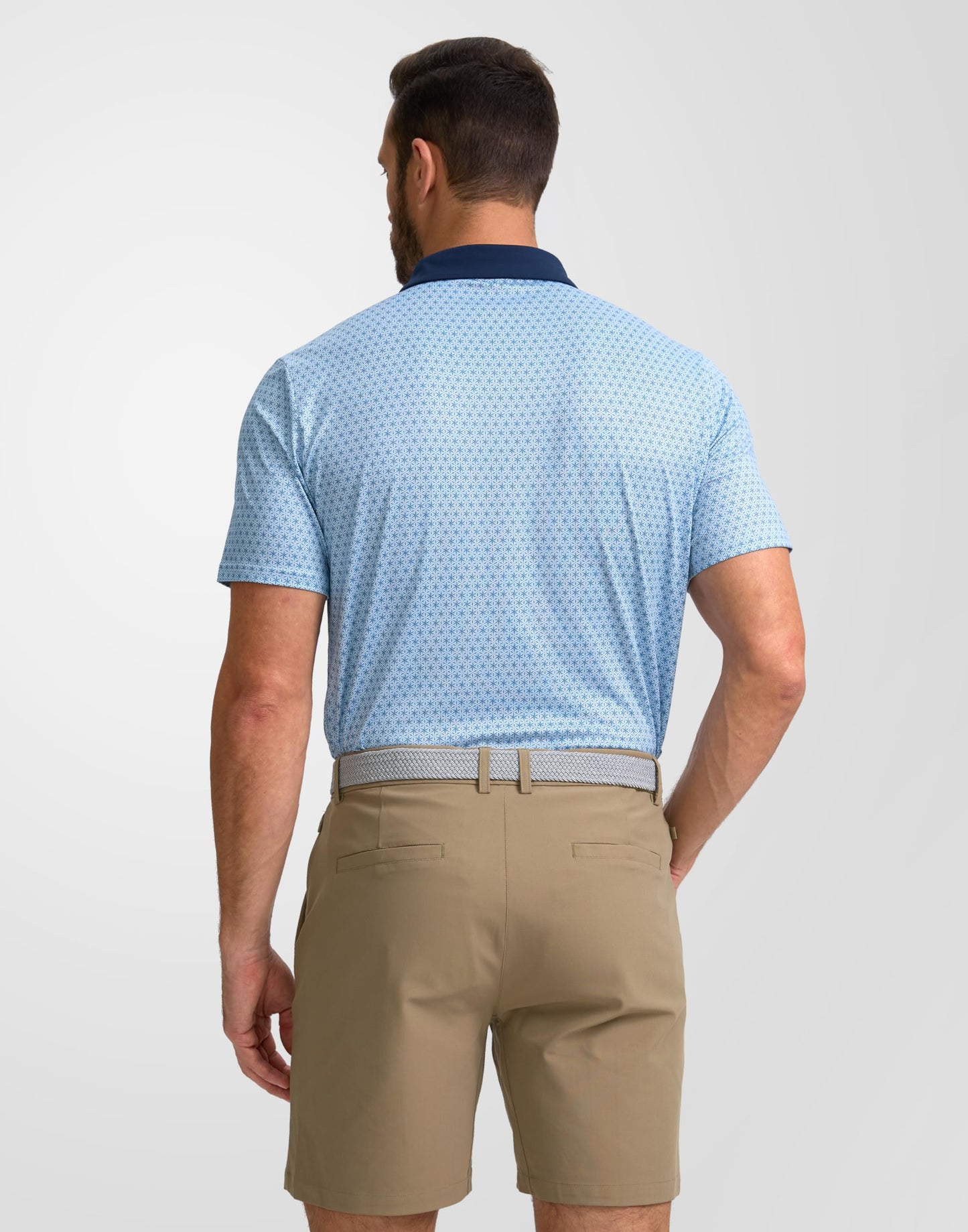 Obla Mens Golf Polo Shirts Short Sleeve Dry Fit Performance Moisture Wicking Casual Print Collared Golf Shirts for Men(Blue Flower_XXL)