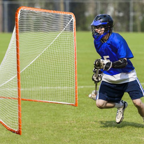 PGL 6x6FT Regulation Lacrosse Goal,Folding Goal,Lacrosse Training Net,Portable Lacrosse Target Goal,Orange Frame with White Netting,Foldable and Removable