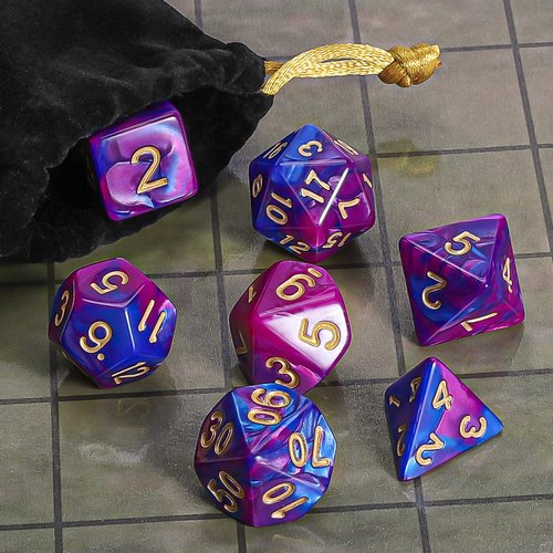 CiaraQ DND Polyhedral Dice Set with a Black Dice Bag for D&D RPG MTG Role Playing Table Games