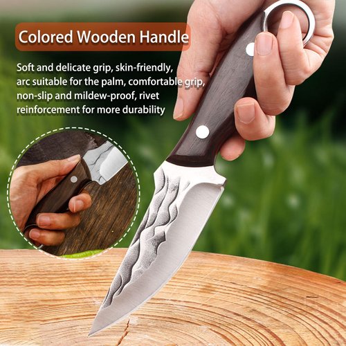 TIANYUE-FONG Fixed Blade Knife with Sheath 8.6 Inch Sharp Blade Full Tang Hunting Knife - Fixed Blade EDC Camping Hiking Hunting Tactical Survival Work Knives for Men - Blet Click