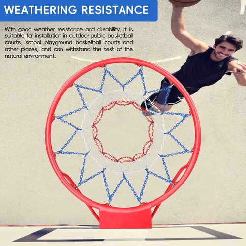 Dakzhou Colorful Basketball Net Heavy Duty Replacement 21??Carbon Steel Chain Basketball net, Anti-Rust Use Indoor Outdoor Standard 12 Loops Basketball Hoop