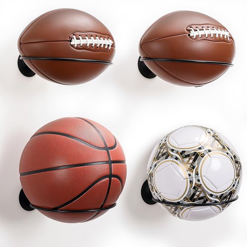 KIFFRIDE 4 Packs Basketball Holder Wall Mount,Universal Ball Holder Wall Mount,Basketball Racks for Balls,Suitable for Basketball,Soccer,Volleyball,Football Ball Stand
