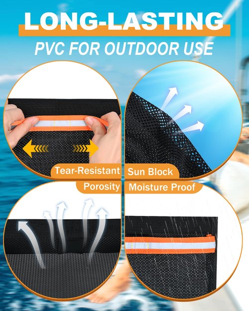 PLOZANO Boat Storage Accessories, Closable PVC Reflective Self-Adhesive Universal Boat Caddy Organizer Mesh Bag for Gloves, Tools, Tackle, Gear(2 Pack, 10"*7")