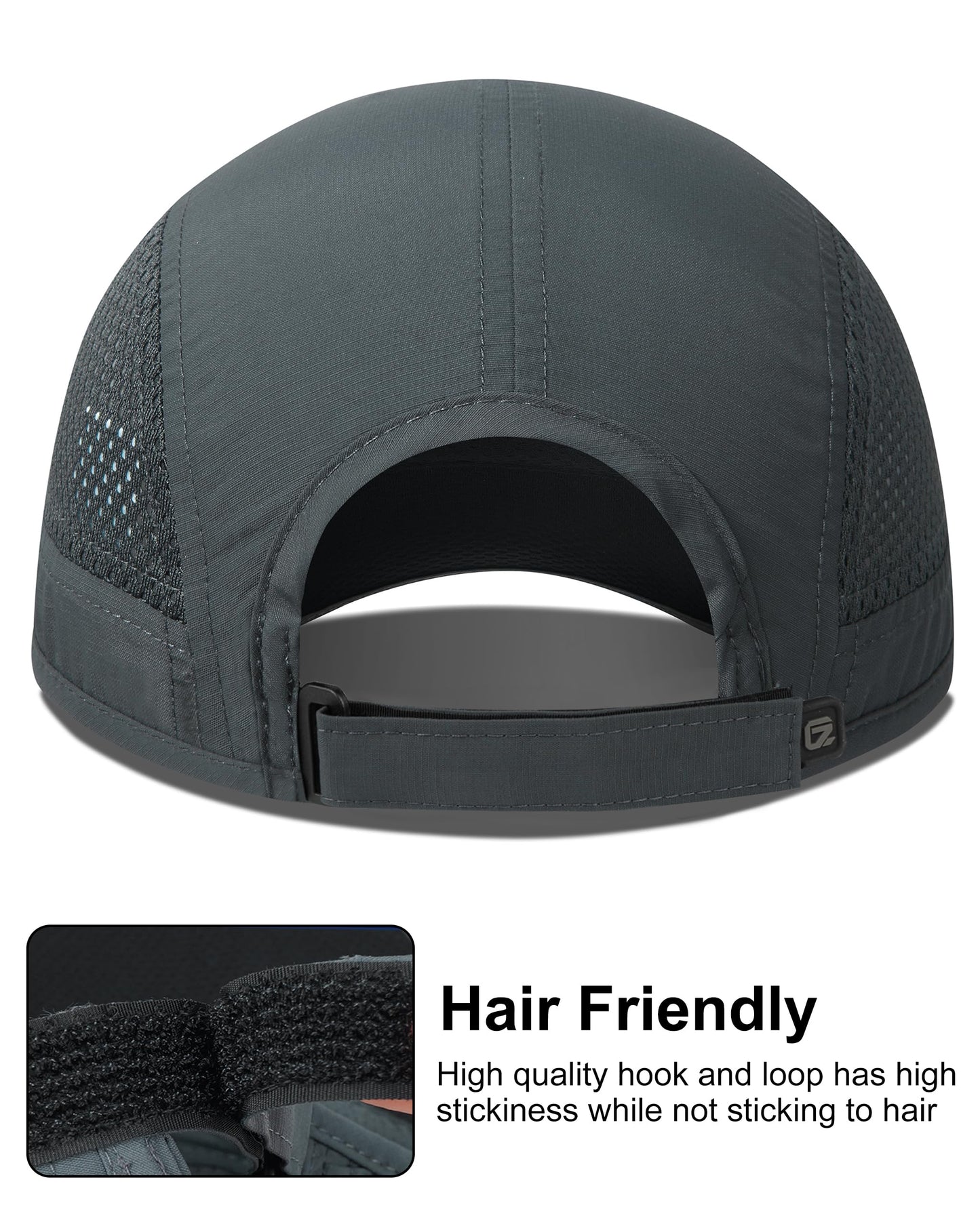 GADIEMKENSD Men Outdoor Hat Reflective Folding Running Sport Hats Summer Cool UPF 50 Sun Unstructured Baseball Caps for Men Women Breathable Light Quick Dry Travel Golf Hat Dark Gray