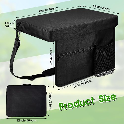 GQIRIL Portable Stadium Seat Cushion - Foldable Bleacher Seats Cushion with Shoulder Strap Pocket Cup Holder, Thick Padded Support Bleacher Chair Pad for Basketball Football Bench Sports Outdoor Event