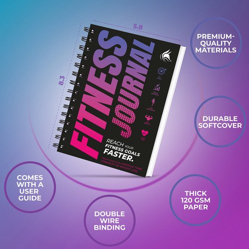 Clever Fox Fitness Journal Workout Log Book - Daily Fitness Planner Workout Journal for Women and Men. Spiral-Bound, Laminated Cover, Thick Pages, A5 (Pink & Dark Purple)