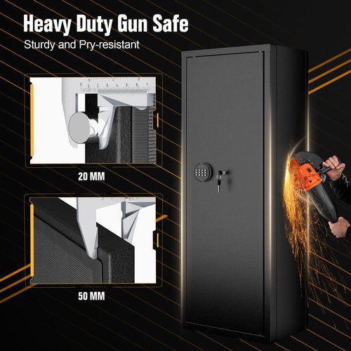 INTERGREAT 12-15 Gun Safe, Long Gun Safe for Rifles and Pistols, Quick Access Rifle Safe with 3 Removable Gun Racks and 4 Pistol Pockets, Digital Gun Cabinet with Dual Alarm and Mute Mode