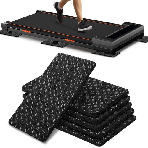 TOBWOLF 6PCS Double-Sided Non-Slip Treadmill Mat Pad, 4.7" X 3.1" Walking Pad Mat for Floor Protection, High Density Silicone Exercise Equipment Mats for Elliptical Machine, Exercise Bike