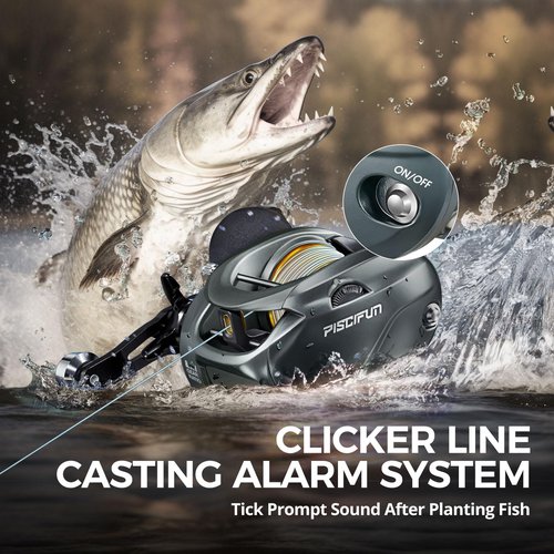 Piscifun Alijoz 400 Baitcaster Fishing Reel, 35Lbs Max Drag Aluminum Alloy Frame Baitcasting Reel, 8.1:1 Gear Ratio Freshwater and Saltwater Low Profile Casting Reel for Musky, Grey Right Handle