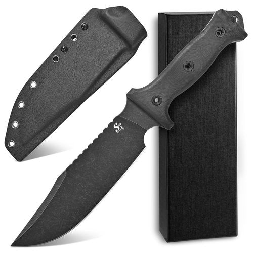 Sitivien ST28 Fixed Blade Knife 7MM Thick N690 Stainless Steel Blade G10 Handle Full Tang EDC Tool Knifes for Outdoor Working Camping Hunting Fishing