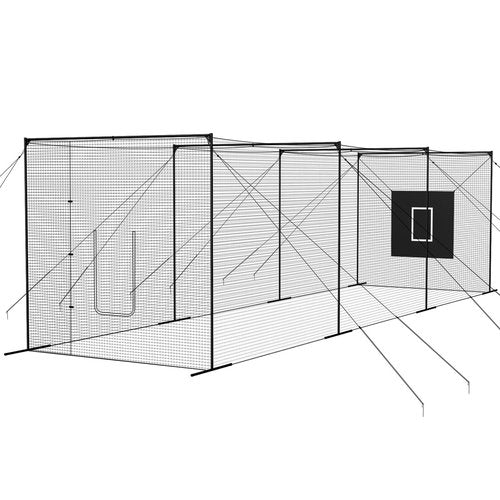 Upgrade 40 FT Batting Cage Net and Frame, Pro 40 Foot Baseball and Softball Batting Cages with Pitching Machine Hole for Backyard