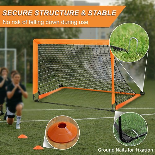 KIFFRIDE Soccer Goals for Backyard,4' X 3' Soccer Goal Net Set,Kids Soccer Goal for Backyard Training Equipment with Cones and Storage Soccer Net.