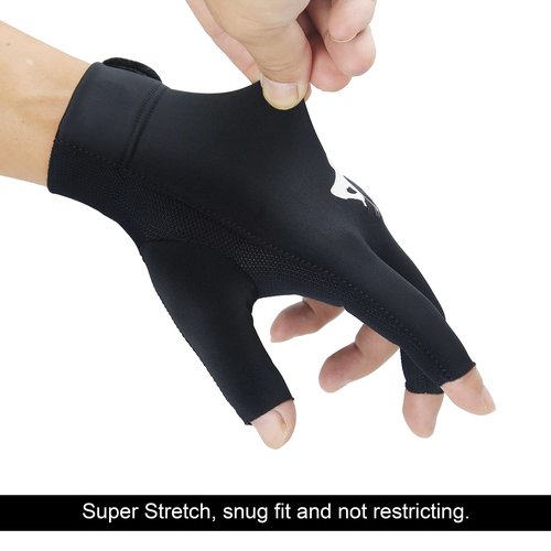 Roaming Quick-Dry Breathable Billiard Shooters Carom Pool Snooker Cue Sport Glove Fits on Left Hand (Black, L/XL)