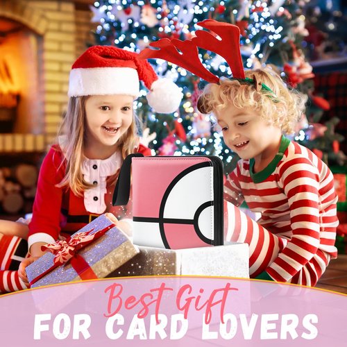 Card Binder 4 Pocket, Trading Card Holder Fits 400 Cards with 50 Removable Sleeves, Large Capacity & Waterproof Zipper Album Holder for Trading Card Collector, Portable Collection Card Album for Cards