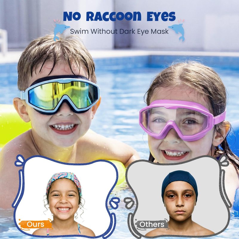 QALLY Kids Goggles Age 4-16, Anti-Fog UV 180°Clear View Kids Swim Goggles, 3 Pack Swimming Goggles Waterproof Pool Goggles for Boys Girls Toddler Kids Youth