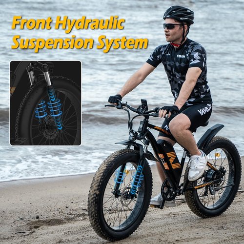 ZDZA Electric Bike, 26"x4.0" Fat Tire Electric Bike, 1500W Peak Motor, Electric Mountain Bike, 28 mph Top Speed, E Bike for Adults with 7 Speed and Dual Suspension (Black)