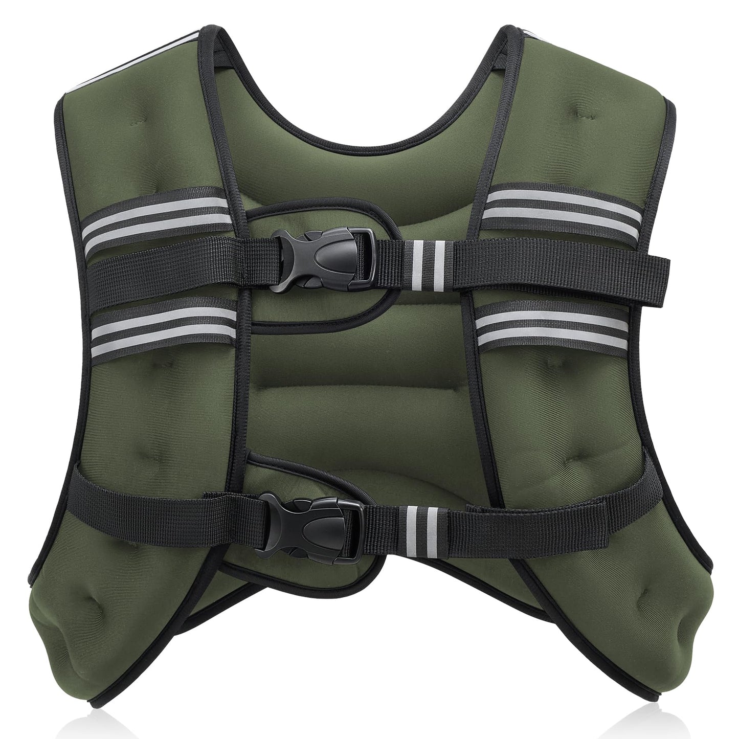 ZELUS Weighted Vest, 6lb/8lb/12lb/16lb/20lb/25lb/30lb Weight Vest with Reflective Stripe for Workout, Strength Training, Running, Fitness, Muscle Building, Weight Loss, Weightlifting, Green(20 lb)