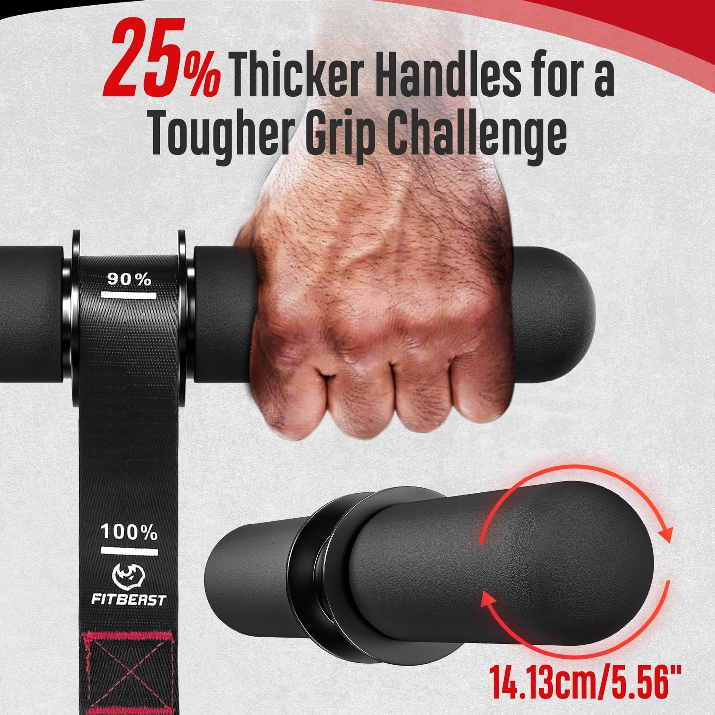 FitBeast Forearm Strengthener & Exerciser, Wrist Roller with Thicker Handle, Trainer with Adjustable Strap - Ideal for Grip Strength, Muscle Building, Rehabilitation (Black)