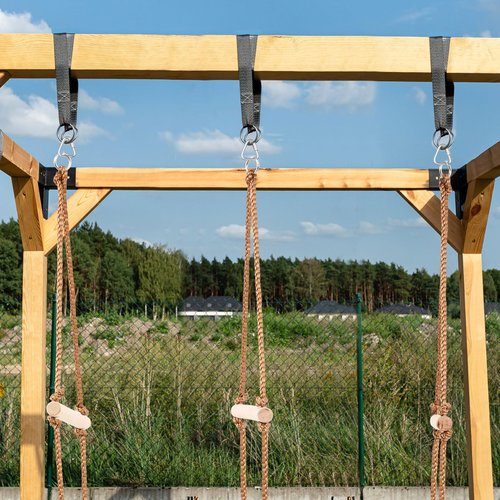 Simgoing Kids Rope Bridge Skip - Rickety Bridge & Rope Ladder, Slack Line Accessory, Backyard Obstacle Course for Ninja Warrior Training