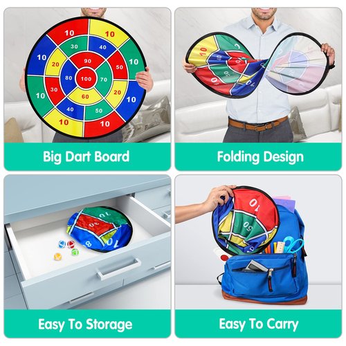 Kids Dart Board Game Set-29 inchs, Board Games with 16 Stick Balls, Summer Indoor Outdoor Toys Games for Kids Ages 4-8, Birthday Party Games Yard Toys for Kids Ages 3 4 5 6 7 8 9 10 11