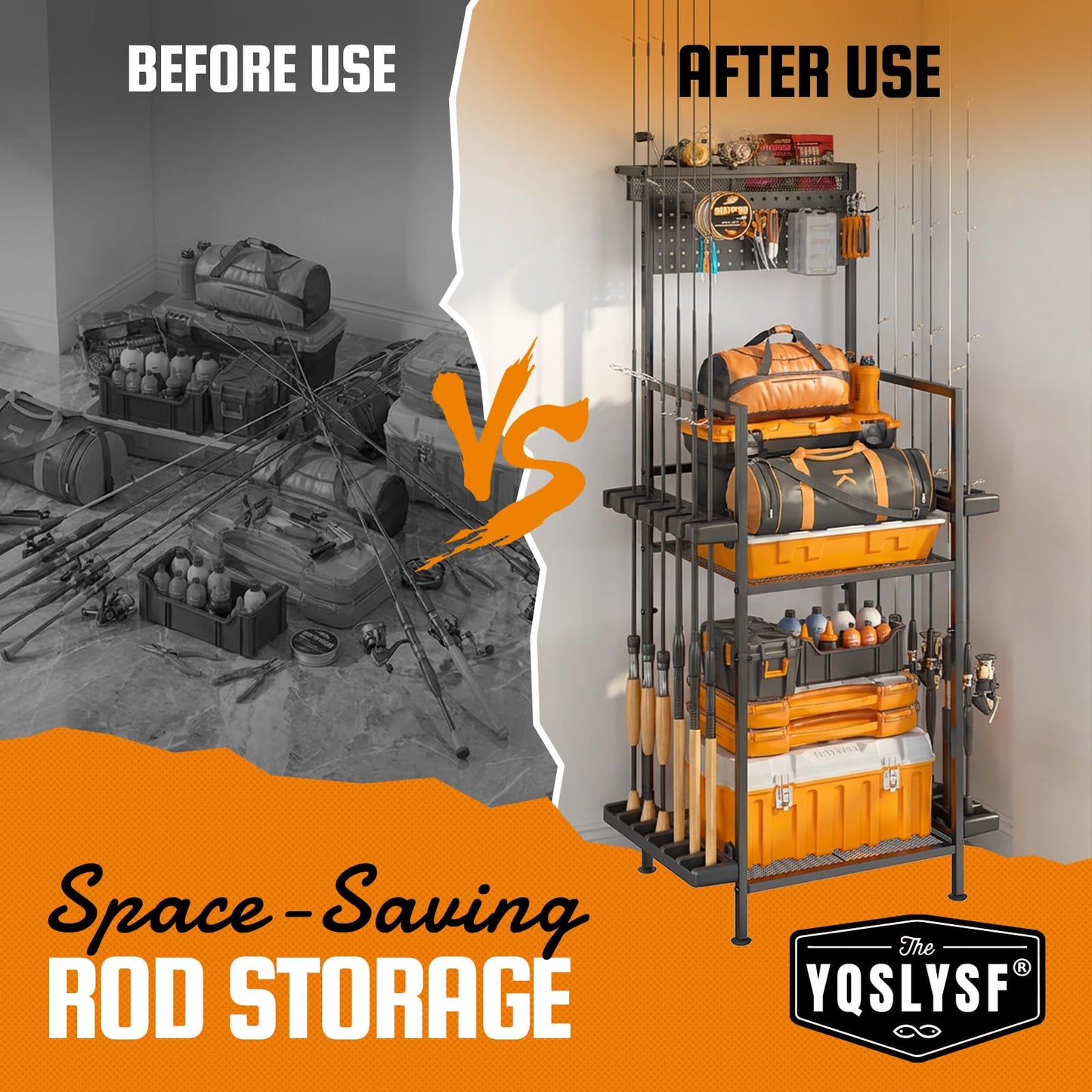 YFFSRJDJ Fishing Rod Holder, Garage Fishing Pole Storage Rack Organizer