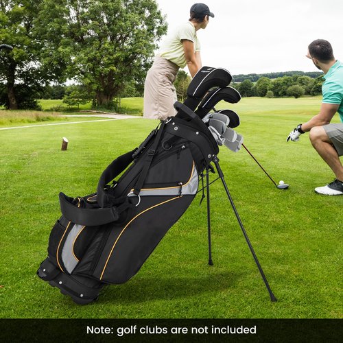Tangkula Golf Stand Bag with 8 Way Top Dividers, Lightweight Golf Bag with Detachable Dual Strap & 7 Pockets, Rain Hood, Portable Golf Bag for Men & Women, Black