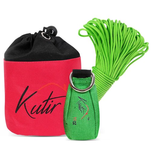 Kutir Throw Weight and Line Kit with Storage Bag 11 OZ 600D Pouch, 150 Foot Polyethylene Easter Rope for Arborists, Suitable for Tree Climbing, High Limb Throwing