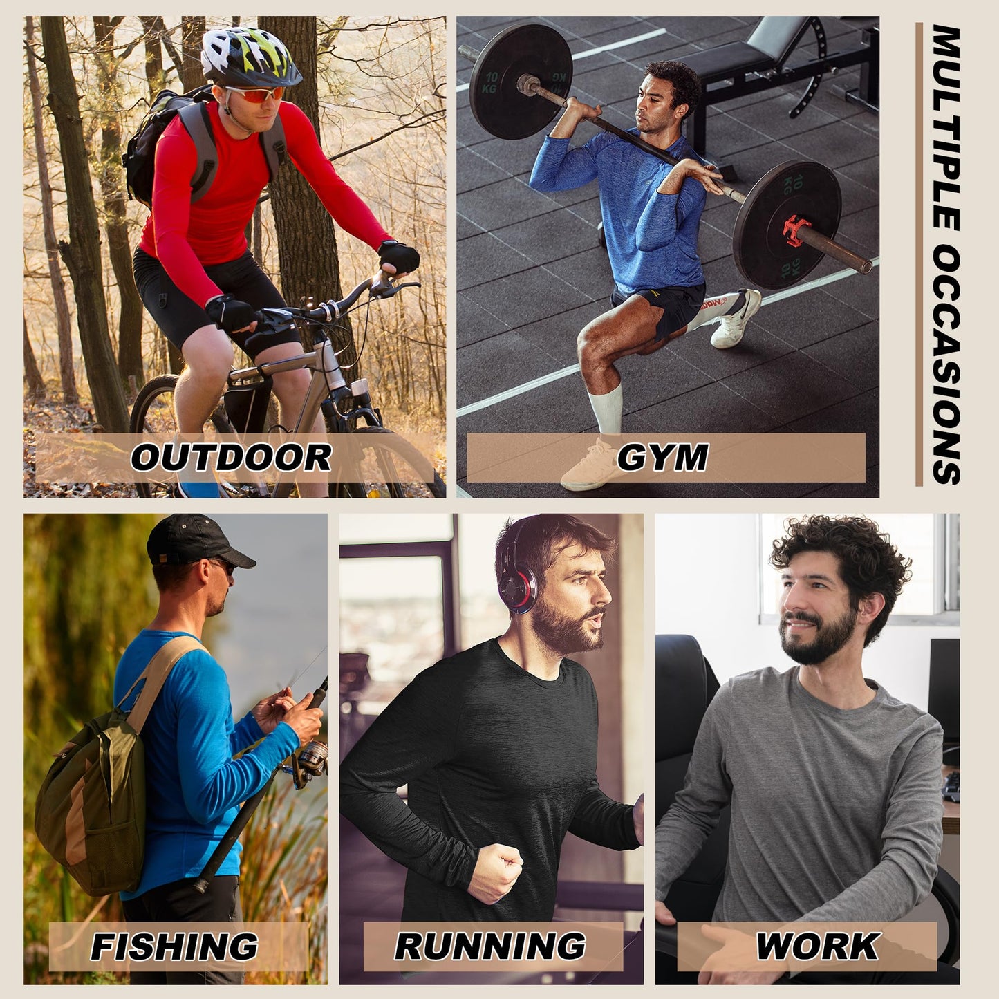 MLYENX 5 Pack Long Sleeve Shirts for Men UPF 50+ UV Sun Protection Quick Dry Moisture Wicking Workout Tee Shirts XL