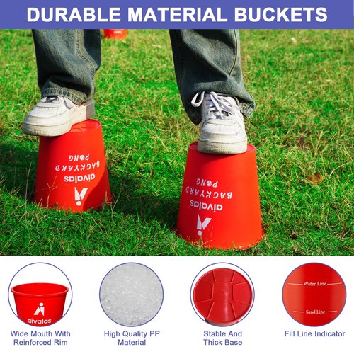 Aivalas Yard Pong Outdoor Games, Giant Yard Games Set with 12 Buckets and Balls for Adults and Family, Toss Game Throwing Games for Beach, Camping, Lawn and Backyard