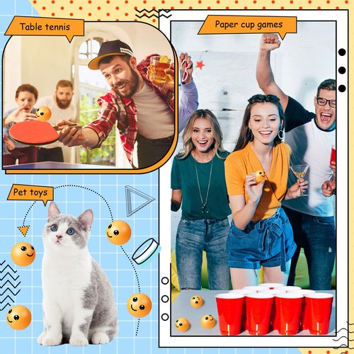 VioraWhite 24 Pcs Novelty Table Tennis Balls Bulk Cute Emotion Face Table Tennis Balls Accessories for Game Fun Birthday Gift Party Decorations
