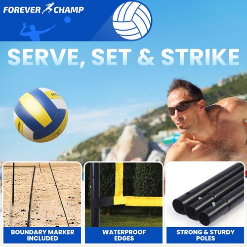 Forever Champ Volleyball Net Outdoor - Includes 32x3 Feet Regulation Size Net - Volleyball Net for Backyard, Beach, or Pool