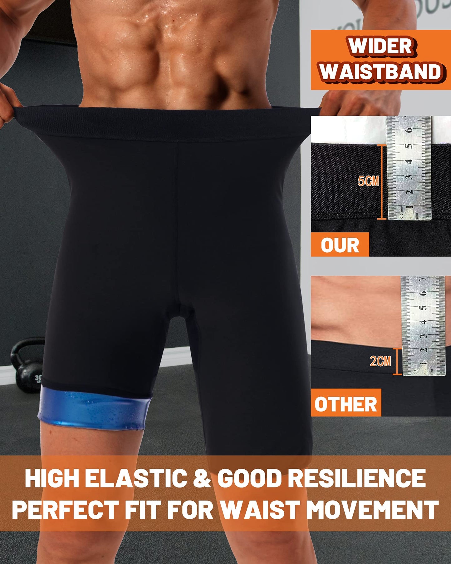 LMCOB Men's Thermo Leggings - Hot Sauna Shorts, Compression Hight Waist Pants, Workout Body Shaper, Sauna Suit (BH70011-01-XL)