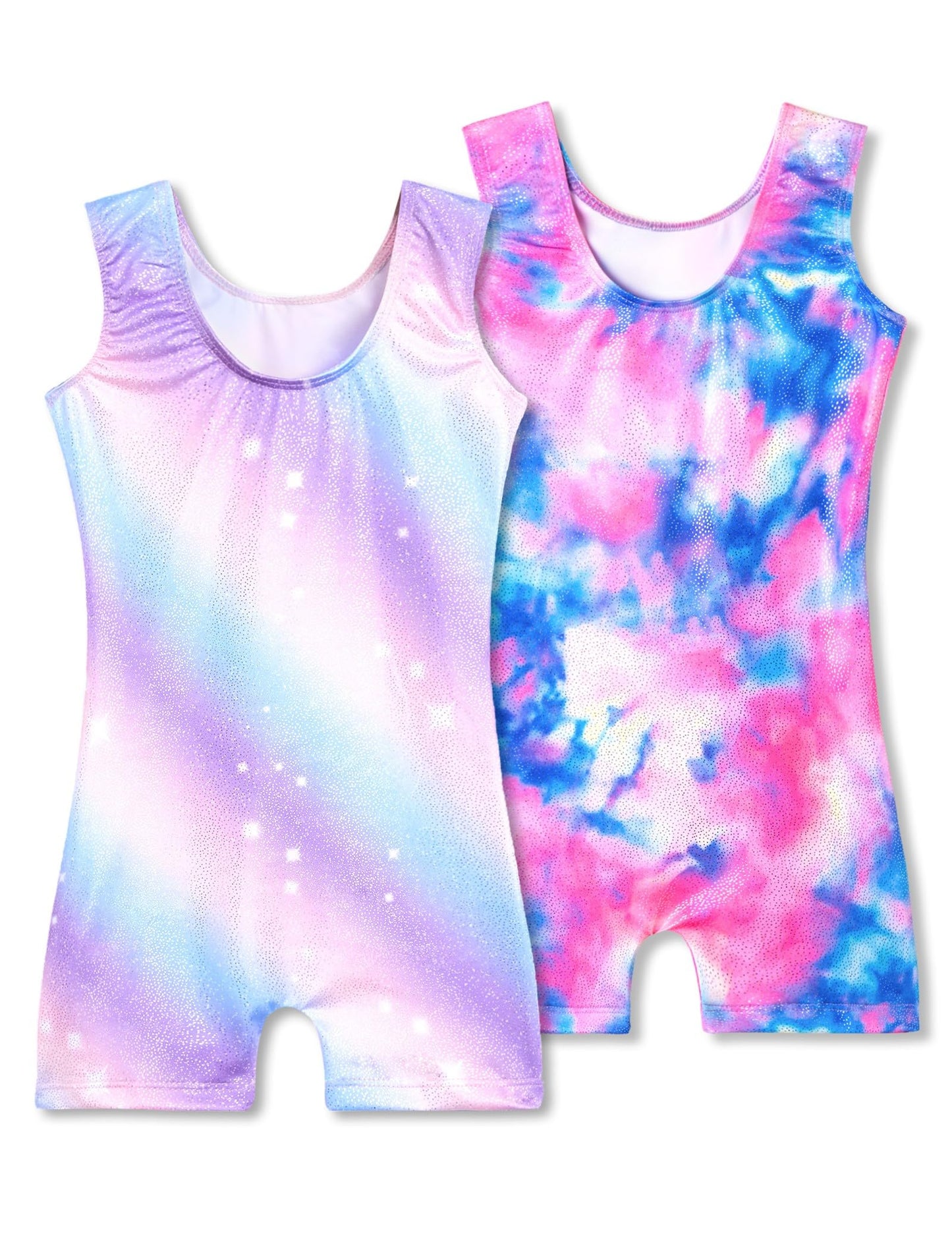 Nokecina Gymnastics Leotards for Girls Size 3t 4t 2-Pack Colorful Stars