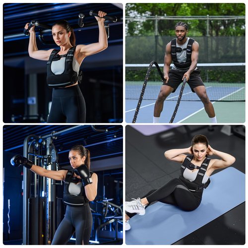 ZELUS Weighted Vest for Women Men, 4-10lb/11-20lb/20-32lb Adjustable Weight Vest with 6 Iron Sand Bags, U-Shaped Rucking Vest with Adjustable Buckle Straps, Workout Vest for Strength Training, Black